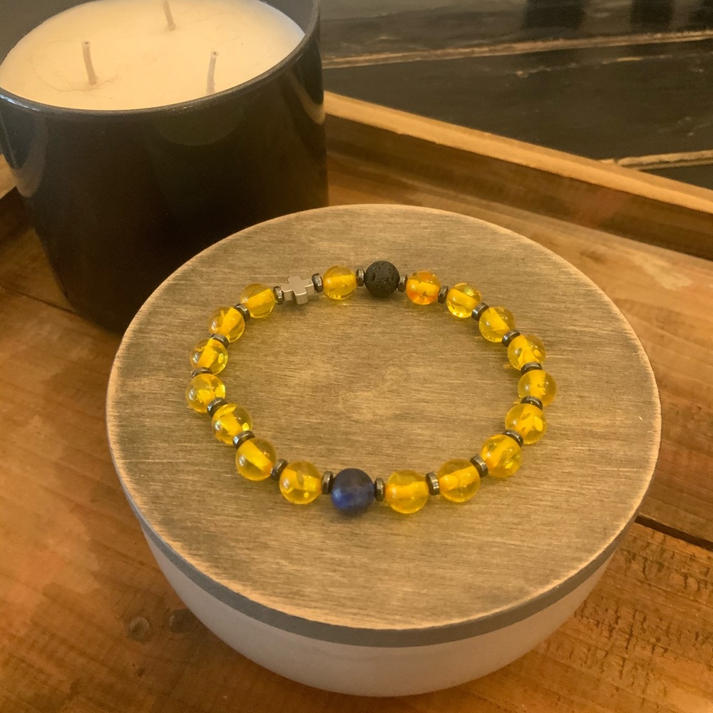 Lava and gemstone bracelets,